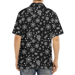Black And White Snowflake Pattern Print Aloha Shirt