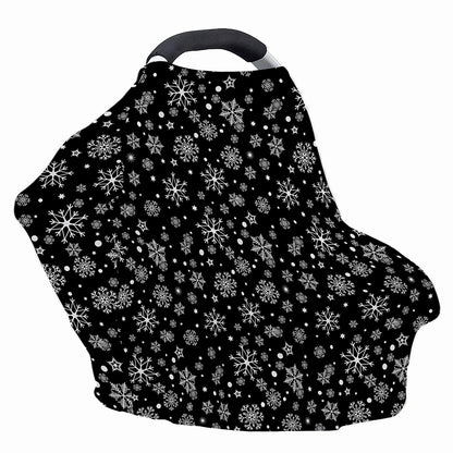 Black And White Snowflake Pattern Print Baby Seat Cover