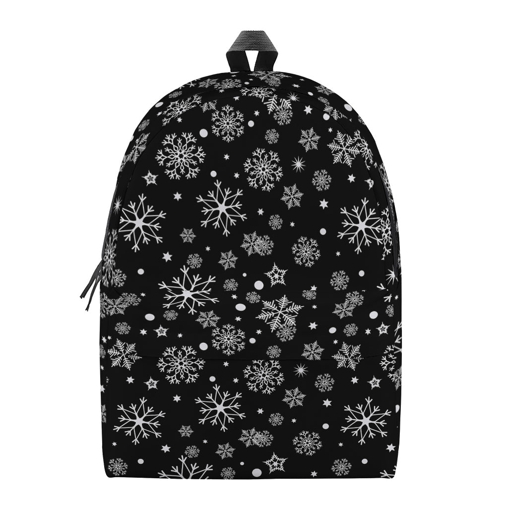 Black And White Snowflake Pattern Print Backpack