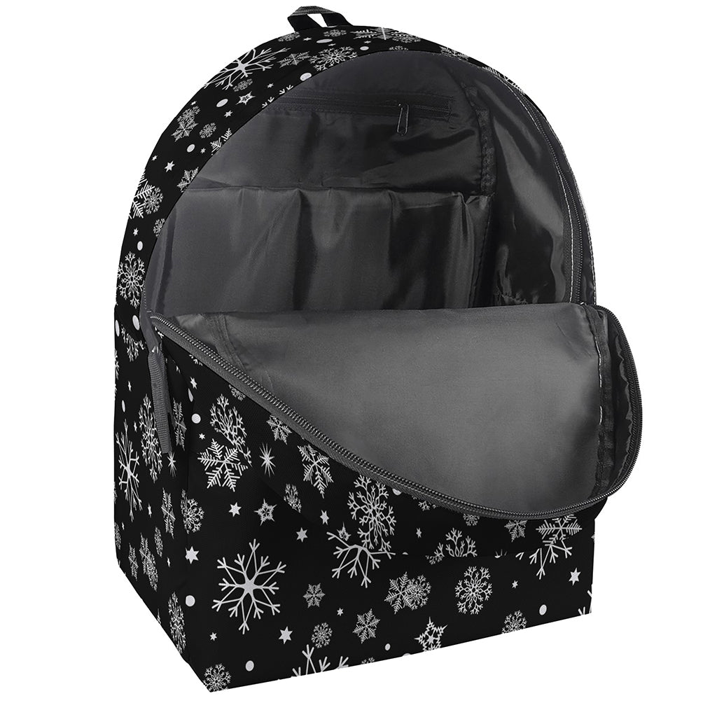 Black And White Snowflake Pattern Print Backpack
