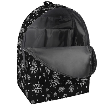 Black And White Snowflake Pattern Print Backpack