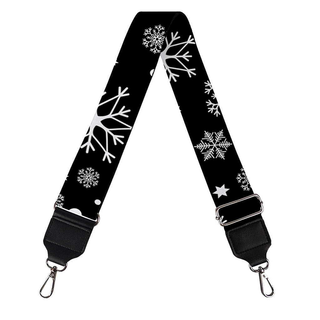 Black And White Snowflake Pattern Print Bag Strap