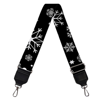 Black And White Snowflake Pattern Print Bag Strap