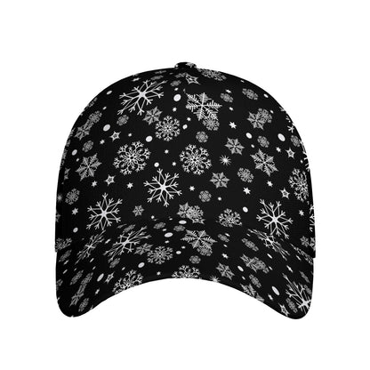 Black And White Snowflake Pattern Print Baseball Cap