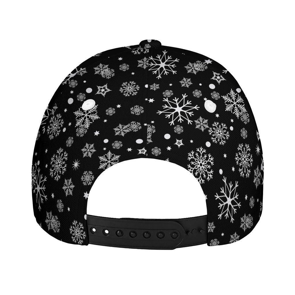 Black And White Snowflake Pattern Print Baseball Cap