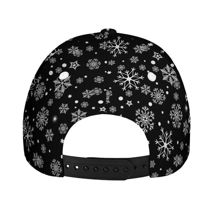 Black And White Snowflake Pattern Print Baseball Cap