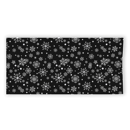 Black And White Snowflake Pattern Print Beach Towel