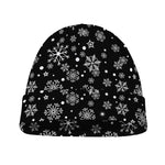 Black And White Snowflake Pattern Print Beanie