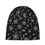 Black And White Snowflake Pattern Print Beanie