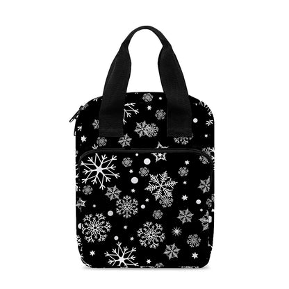 Black And White Snowflake Pattern Print Bible Tote Bag