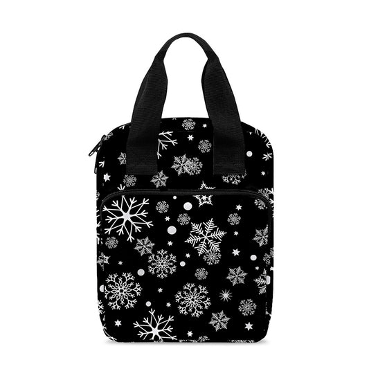 Black And White Snowflake Pattern Print Bible Tote Bag