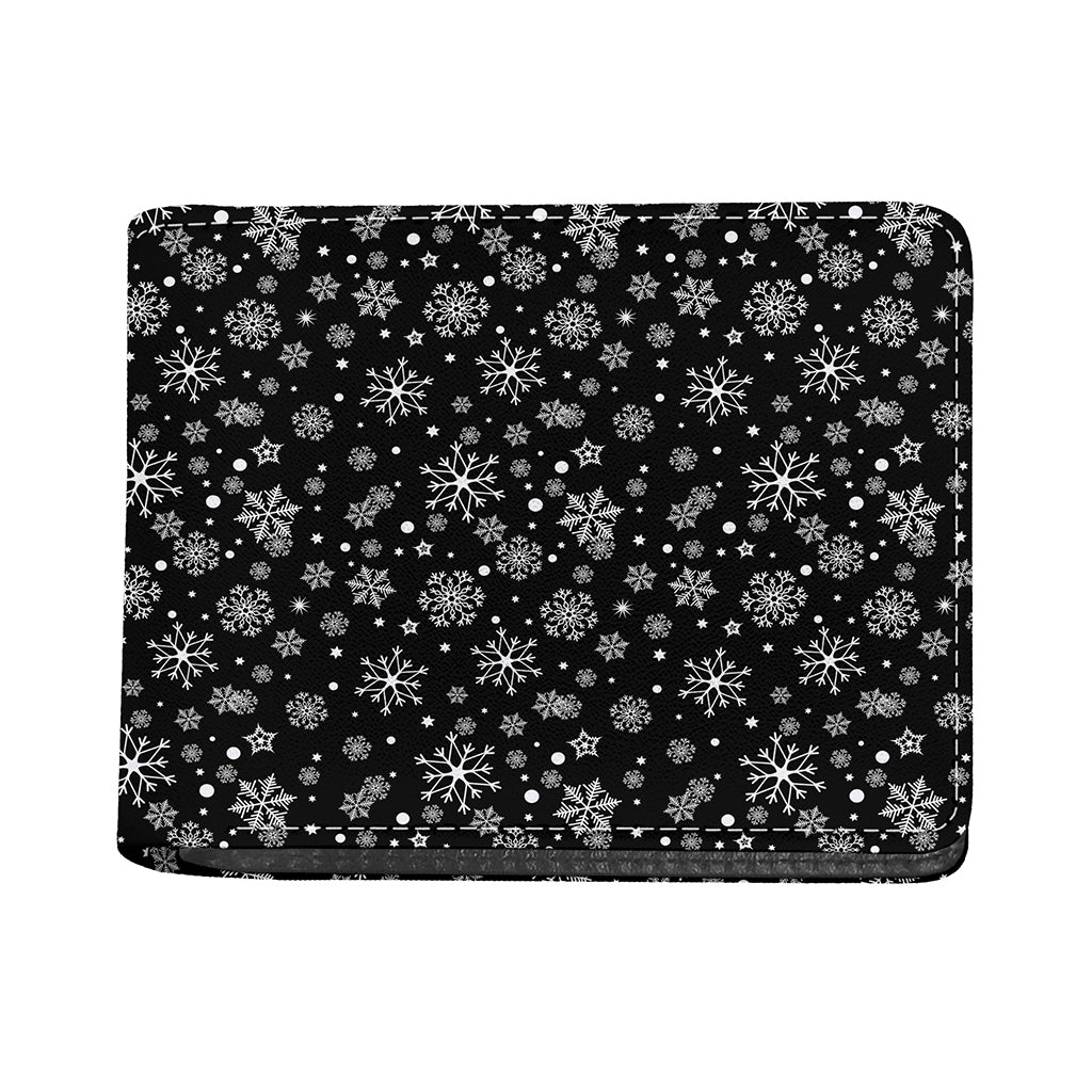Black And White Snowflake Pattern Print Bifold Wallet