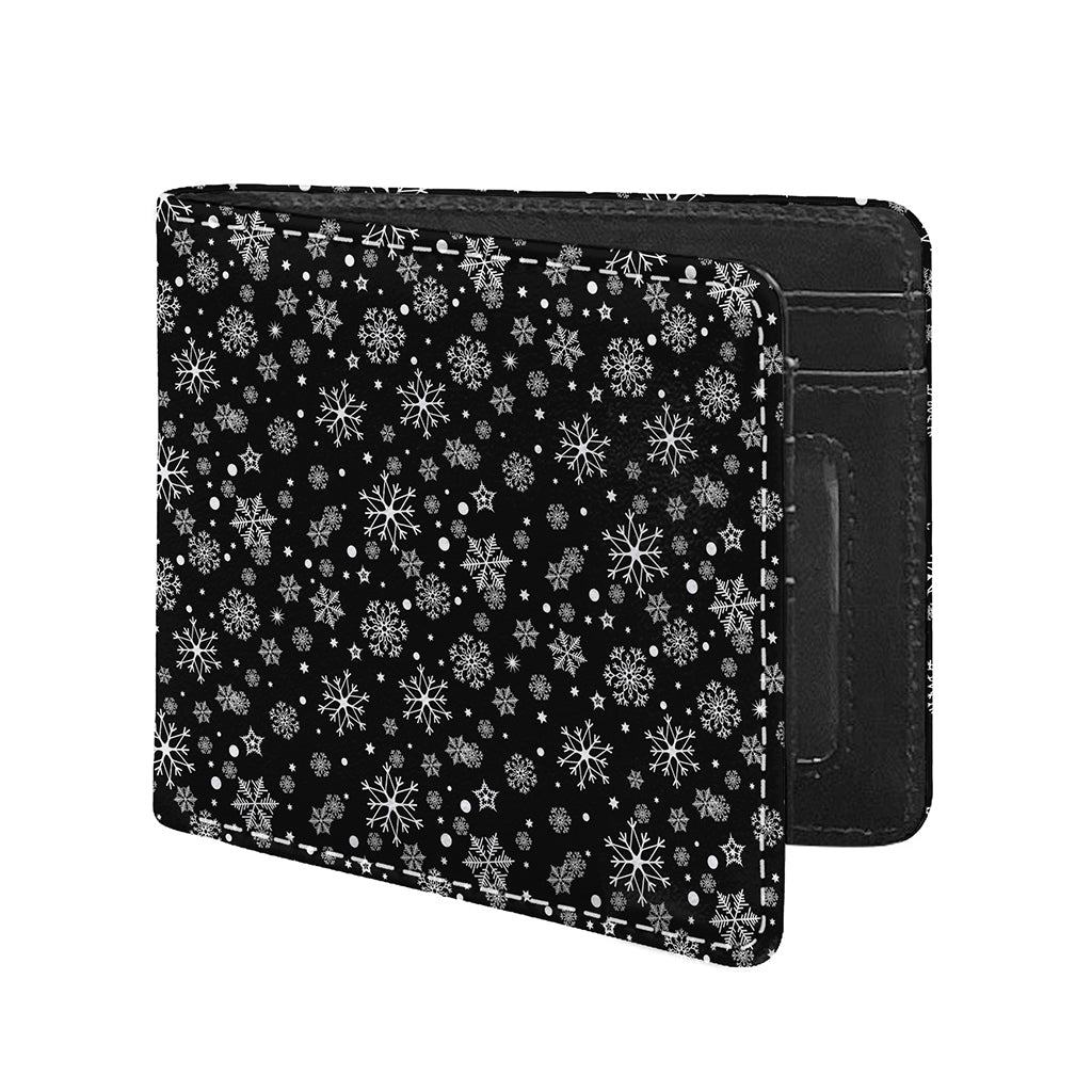 Black And White Snowflake Pattern Print Bifold Wallet