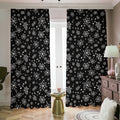Black And White Snowflake Pattern Print Dimout Pencil Pleat Curtains