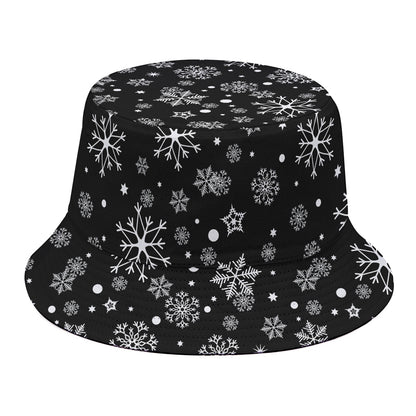 Black And White Snowflake Pattern Print Bucket Hat
