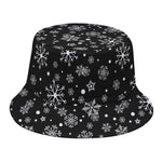 Black And White Snowflake Pattern Print Bucket Hat