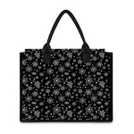 Black And White Snowflake Pattern Print Canvas Tote Bag