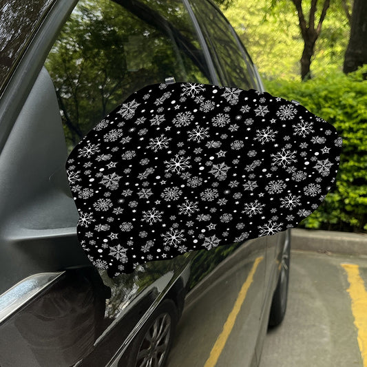 Black And White Snowflake Pattern Print Car Side Mirror Covers