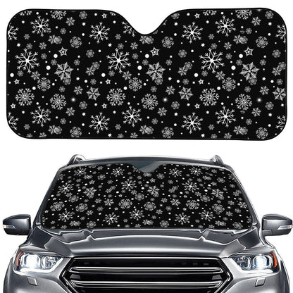Black And White Snowflake Pattern Print Car Windshield Sun Shade