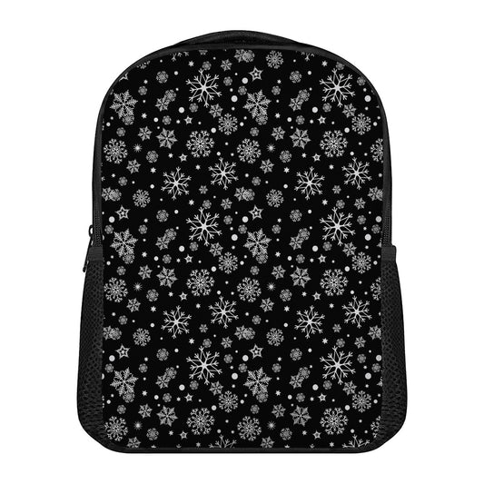 Black And White Snowflake Pattern Print Casual Backpack