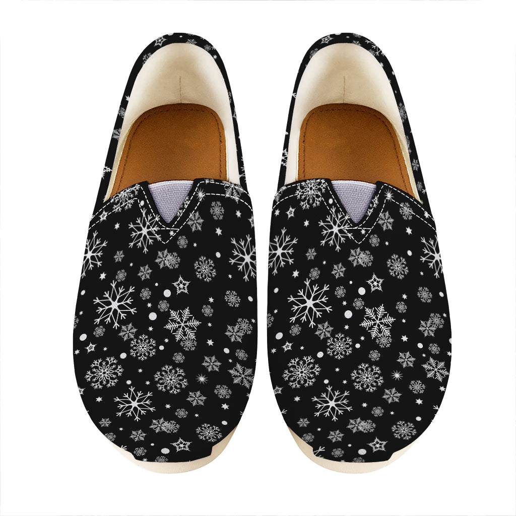 Black And White Snowflake Pattern Print Casual Shoes