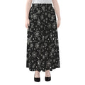 Black And White Snowflake Pattern Print Chiffon Maxi Skirt