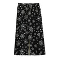 Black And White Snowflake Pattern Print Cotton Front Slit Maxi Skirt