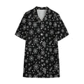 Black And White Snowflake Pattern Print Cotton Hawaiian Shirt