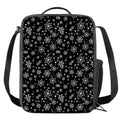 Black And White Snowflake Pattern Print Crossbody Lunch Bag