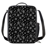 Black And White Snowflake Pattern Print Crossbody Lunch Bag