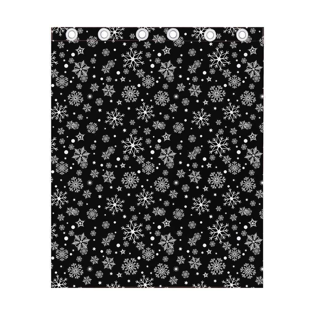 Black And White Snowflake Pattern Print Curtain