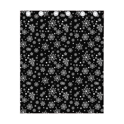 Black And White Snowflake Pattern Print Curtain