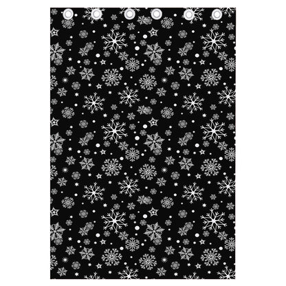 Black And White Snowflake Pattern Print Curtain