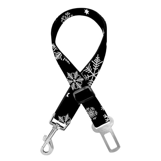 Black And White Snowflake Pattern Print Dog Seat Belt