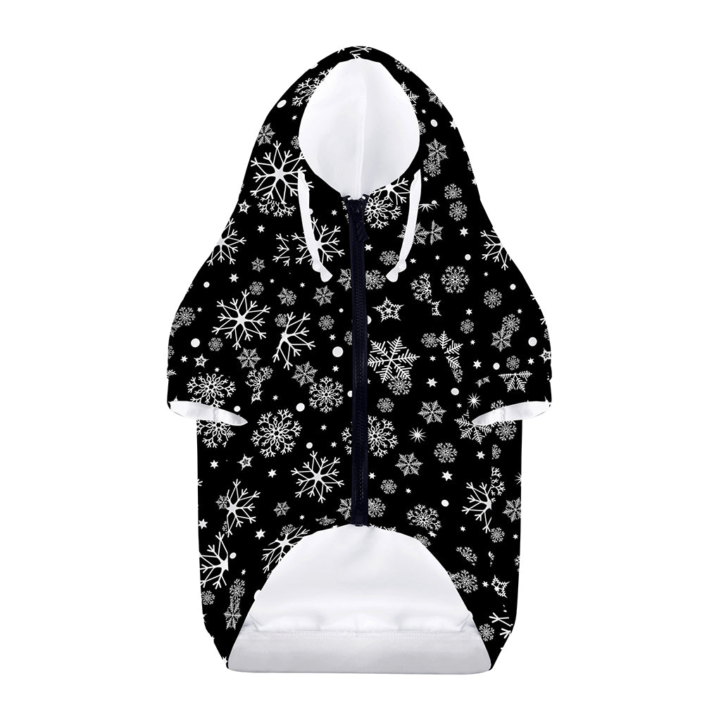 Black And White Snowflake Pattern Print Dog Zip Up Hoodie