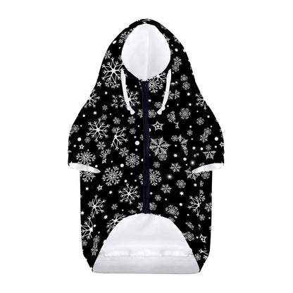 Black And White Snowflake Pattern Print Dog Zip Up Hoodie