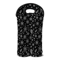 Black And White Snowflake Pattern Print Double Neoprene Wine Tote