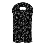 Black And White Snowflake Pattern Print Double Neoprene Wine Tote