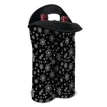 Black And White Snowflake Pattern Print Double Neoprene Wine Tote