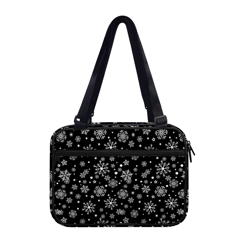 Black And White Snowflake Pattern Print Double Strap Bible Bag