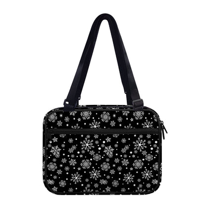 Black And White Snowflake Pattern Print Double Strap Bible Bag