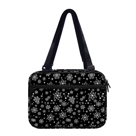 Black And White Snowflake Pattern Print Double Strap Bible Bag