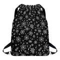 Black And White Snowflake Pattern Print Drawstring Backpack
