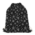 Black And White Snowflake Pattern Print Drawstring Bag