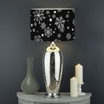 Black And White Snowflake Pattern Print Drum Lamp Shade