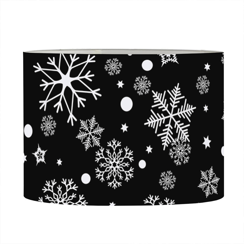 Black And White Snowflake Pattern Print Drum Lamp Shade