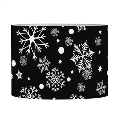 Black And White Snowflake Pattern Print Drum Lamp Shade