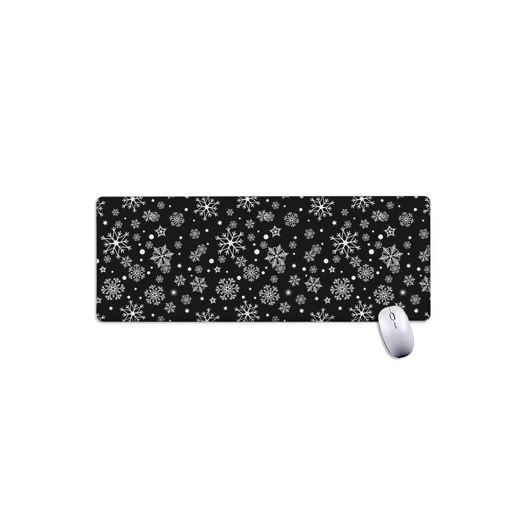 Black And White Snowflake Pattern Print Extended Mouse Pad