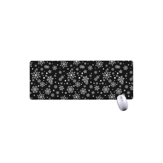 Black And White Snowflake Pattern Print Extended Mouse Pad