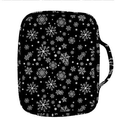 Black And White Snowflake Pattern Print Front Pocket Bible Bag